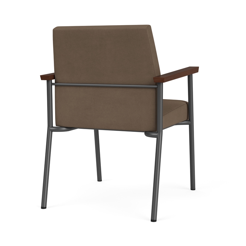 Mystic Reception Waiting Room Healthcare Guest Chair / Charcoal Steel / Brown