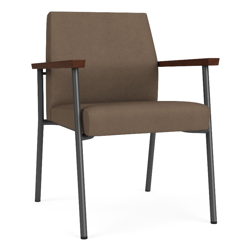 Mystic Reception Waiting Room Healthcare Guest Chair / Charcoal Steel / Brown