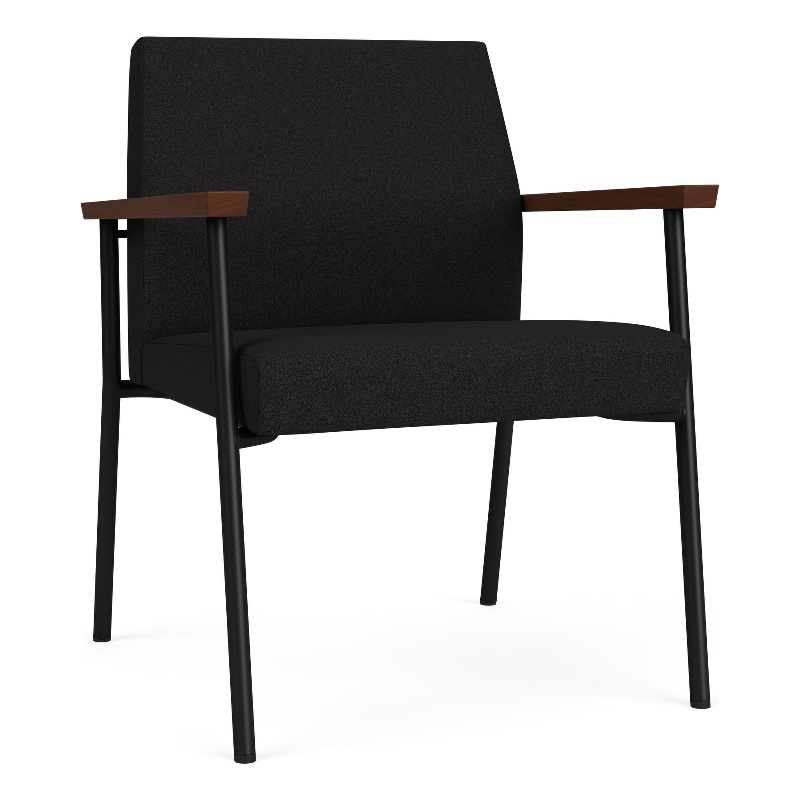 Mystic Reception Waiting Room Oversize Guest Chair / Black Steel / Black