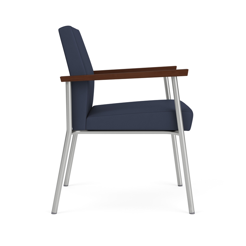 Mystic Reception Waiting Room Healthcare Guest Chair / Silver Steel / Blue