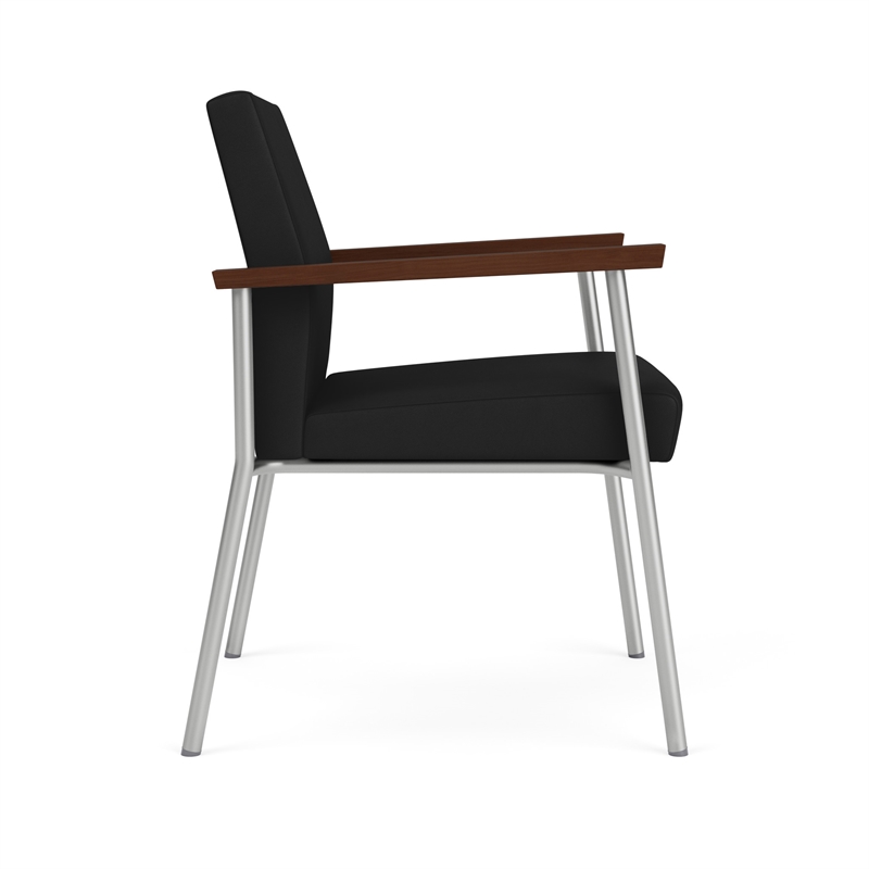 Mystic Reception Waiting Room Healthcare Guest Chair / Silver Steel / Black