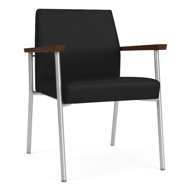 Mystic Reception Waiting Room Healthcare Guest Chair / Silver Steel / Black