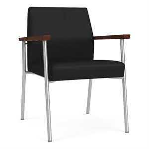 Mystic Reception Waiting Room Healthcare Guest Chair / Silver Steel / Black