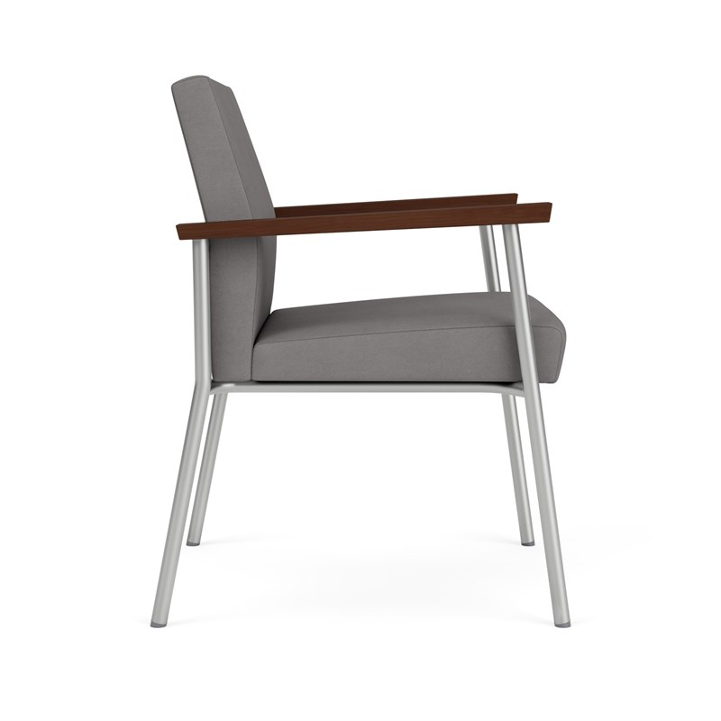 Mystic Reception Waiting Room Healthcare Guest Chair / Silver Steel / Light Gray