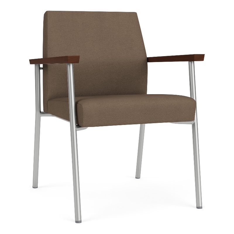 Mystic Reception Waiting Room Healthcare Guest Chair / Silver Steel / Brown