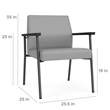 Mystic Reception Waiting Room Oversize Guest Chair / Charcoal Steel / Blue