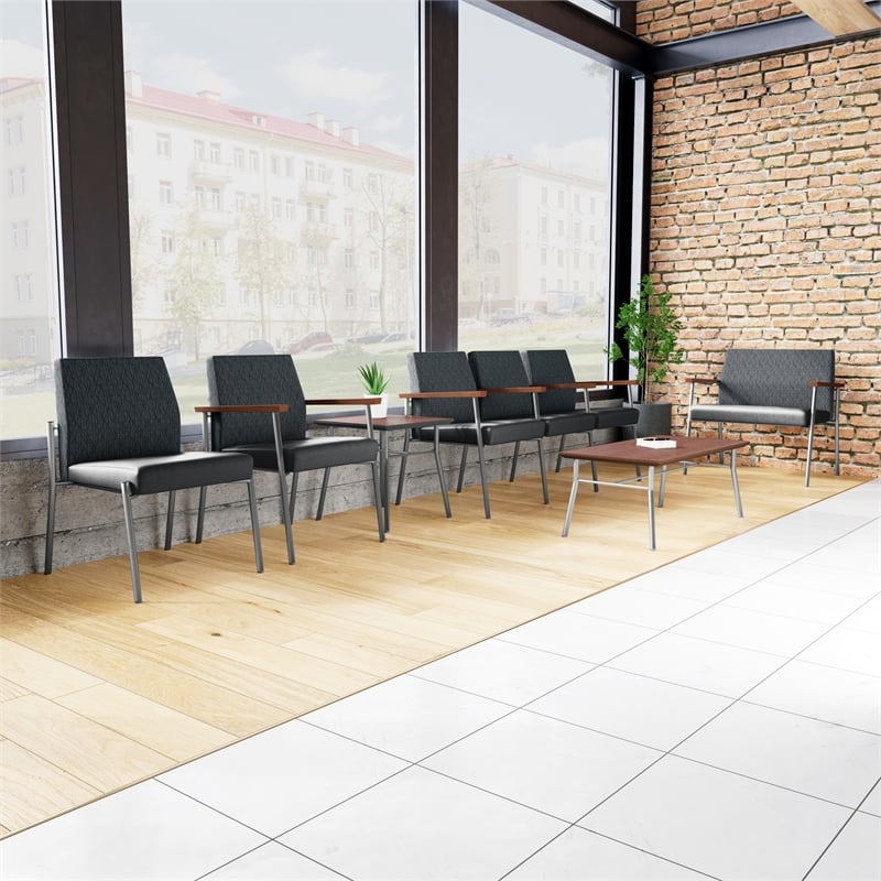 Mystic Reception Waiting Room Oversize Guest Chair / Charcoal Steel / Blue