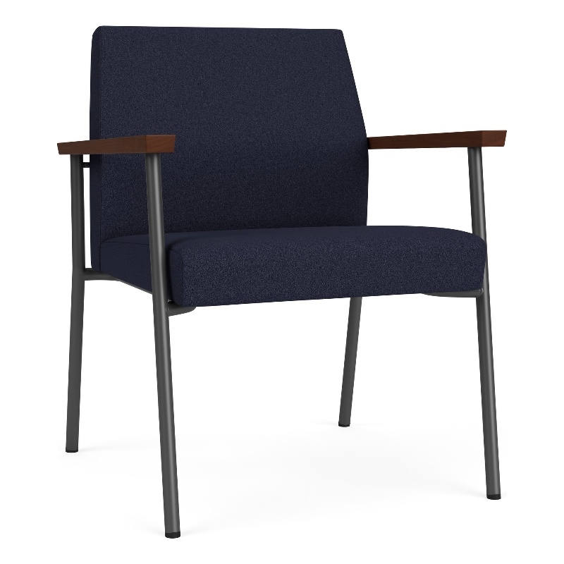 Mystic Reception Waiting Oversize Guest Chair / Charcoal Steel / Navy Blue