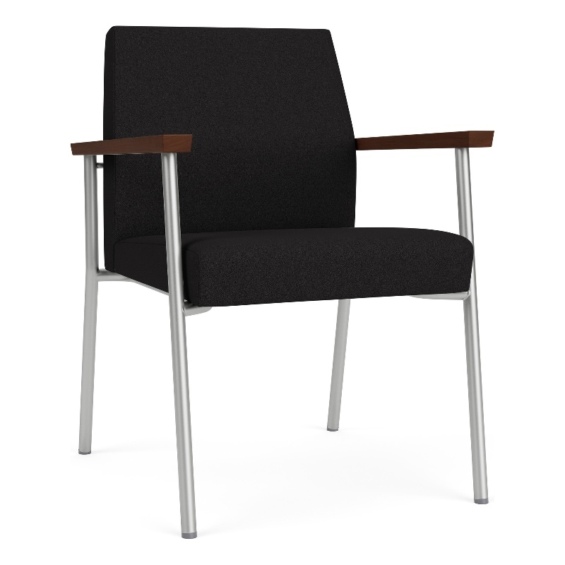 Mystic Reception Waiting Room Healthcare Guest Chair / Silver Steel / Black