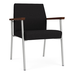 Mystic Reception Waiting Room Healthcare Guest Chair / Silver Steel / Black