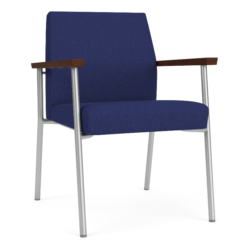 Mystic Reception Waiting Room Healthcare Guest Chair / Silver Steel / Blue