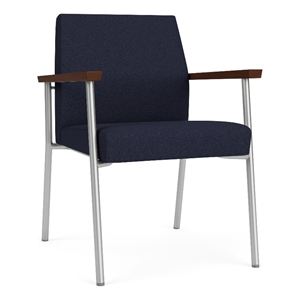 Mystic Reception Waiting Room Healthcare Guest Chair / Silver Steel / Navy Blue
