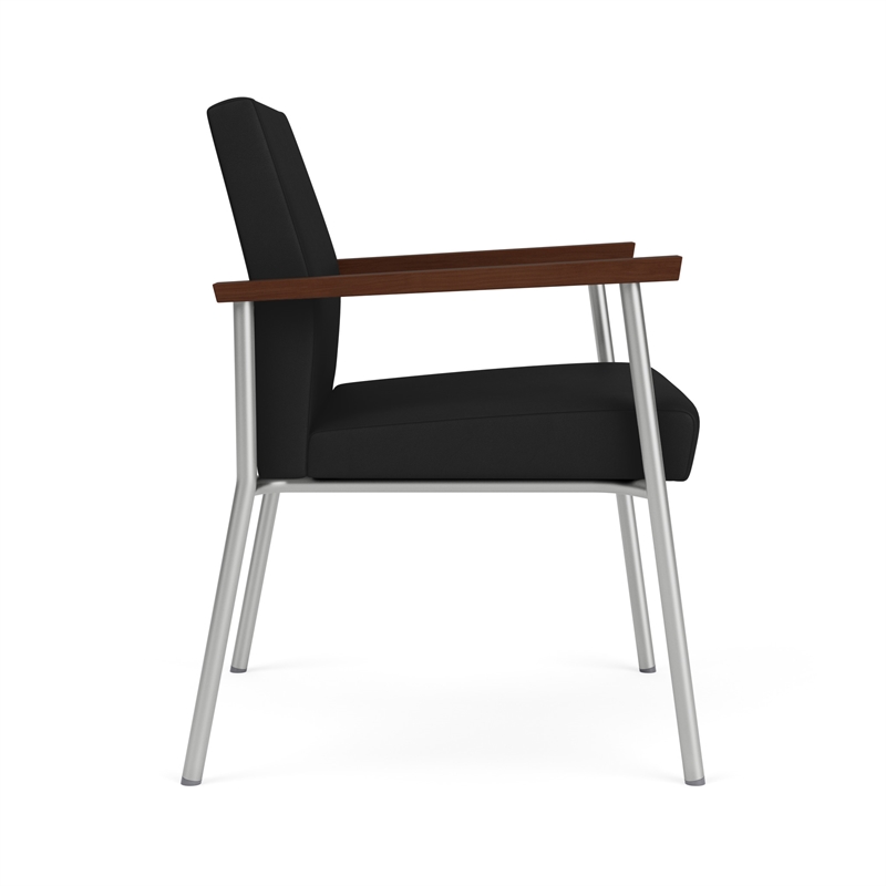Mystic Reception Waiting Room Oversize Guest Chair / Silver Steel / Black