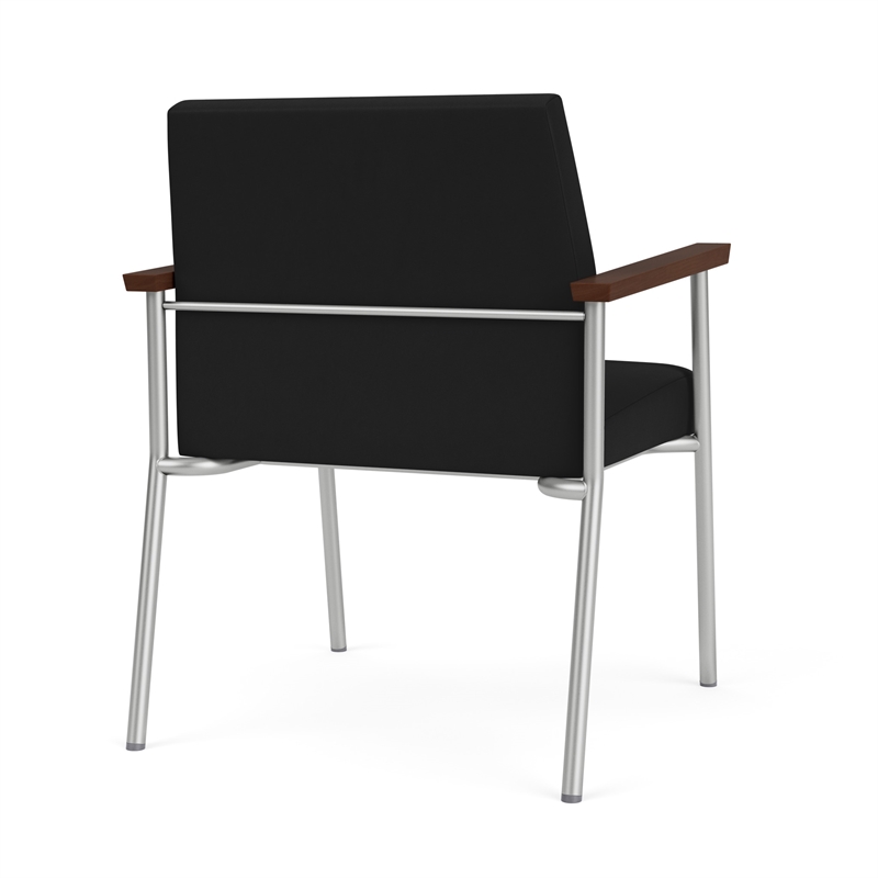 Mystic Reception Waiting Room Oversize Guest Chair / Silver Steel / Black