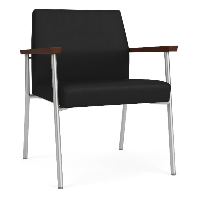 Mystic Reception Waiting Room Oversize Guest Chair / Silver Steel / Black