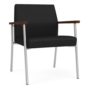 Mystic Reception Waiting Room Oversize Guest Chair / Silver Steel / Black