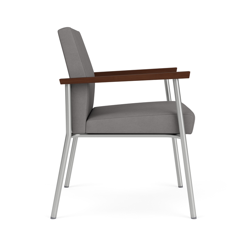 Mystic Reception Waiting Oversize Guest Chair / Silver Steel / Light Gray