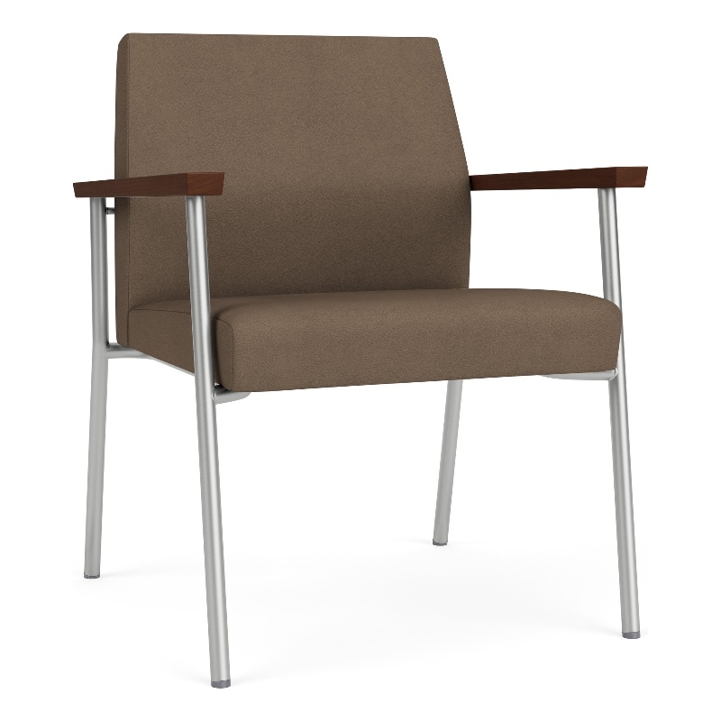 Mystic Reception Waiting Room Oversize Guest Chair / Silver Steel / Brown
