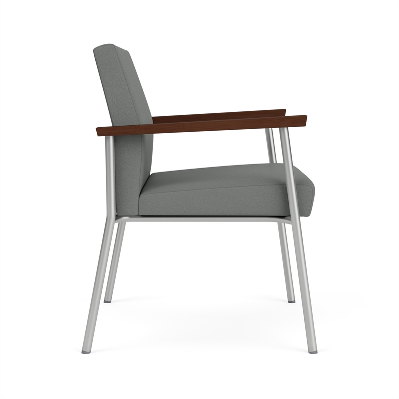Mystic Reception Waiting Oversize Guest Chair / Silver Steel / Light Gray