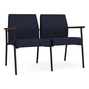 Mystic Reception Waiting 2-Seat Tandem Seating and / Black Steel / Navy Blue
