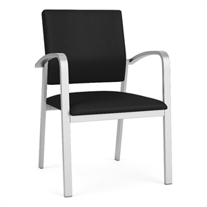 Newport Reception Waiting Room 18.5&quot Guest Chair / Silver Steel / Black