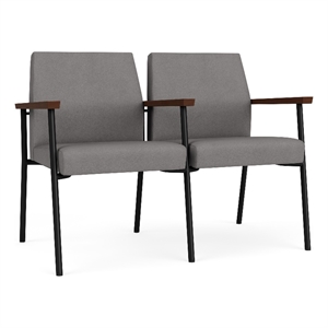 Mystic Reception Waiting 2-Seat Steel Tandem Seating / Black Steel / Light Gray