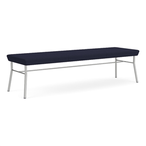 Mystic Reception Waiting 18.5&quot 3-Seat Bench / Silver Steel / Navy Blue