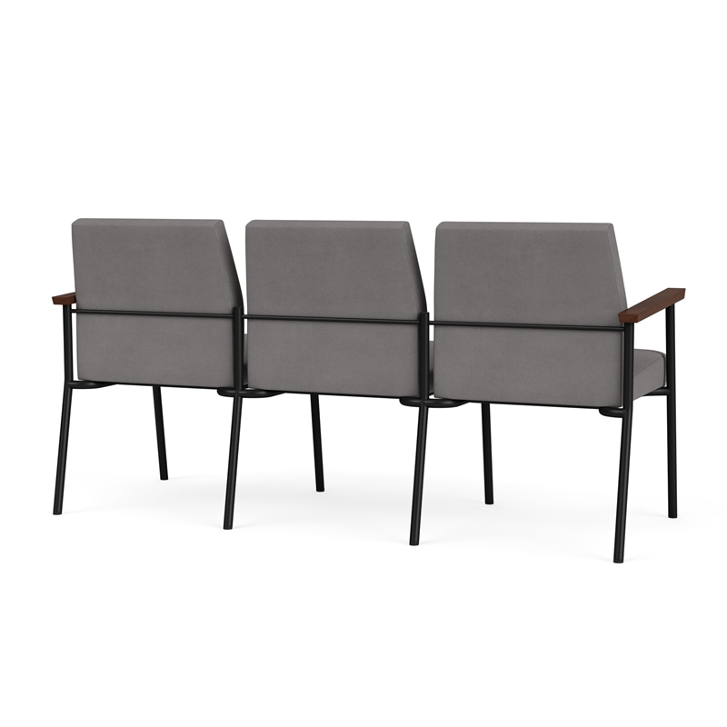 Mystic Reception Waiting 3-Seat Tandem Seating / Black Steel / Light Gray