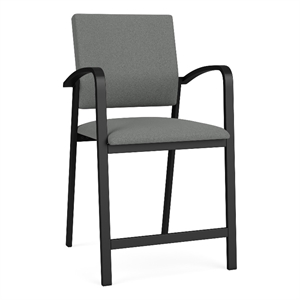 Newport Reception Waiting Room 24.5&quot Hip Chair / Black Steel / Light Gray