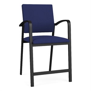 Newport Reception Waiting Room Healthcare 24.5&quot Hip Chair / Black Steel / Blue