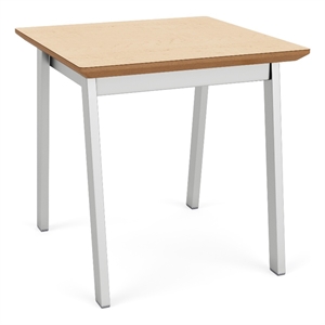 Newport Reception Waiting 20x20&quot Wood End Table / Silver Steel / Natural
