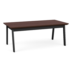 Newport Reception Waiting 20x40&quot Wood Coffee Table / Black Steel / Walnut
