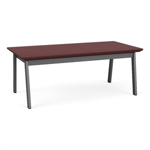 Newport Reception Waiting 20x40&quot Wood Coffee Table / Charcoal Steel / Mahogany
