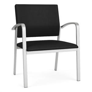 Newport Reception Waiting 18.5&quot Steel Guest Chair / Silver Steel / Black