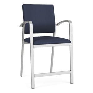 Newport Reception Waiting Room Healthcare 24.5&quot Hip Chair / Silver Steel / Blue