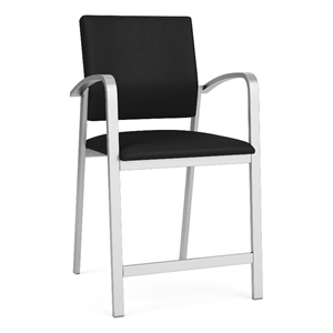 Newport Reception Waiting Room Healthcare 24.5&quot Hip Chair / Silver Steel / Black