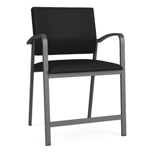 Newport Reception Waiting 24.5&quot Steel Hip Chair / Charcoal Steel / Black