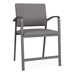 Newport Reception Waiting 24.5&quot Steel Hip Chair / Charcoal Steel / Light Gray