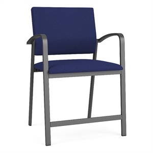 Newport Reception Waiting 24.5&quot Steel Hip Chair / Charcoal Steel / Blue