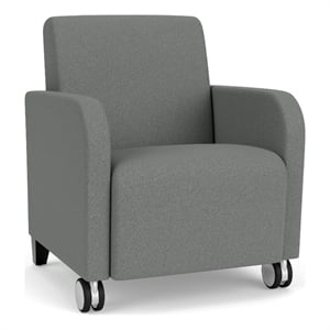 Siena 17.5&quot Reception Guest Chair and / Casters / Black Wood Legs / Light Gray