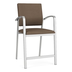 Newport Reception Waiting Room Healthcare 24.5&quot Hip Chair / Silver Steel / Brown