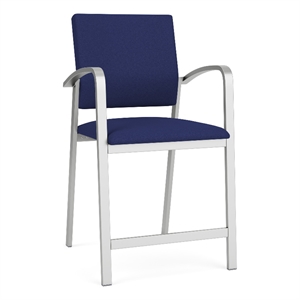 Newport Reception Waiting Room Healthcare 24.5&quot Hip Chair / Silver Steel / Blue