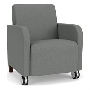 Siena 17.5&quot Reception Guest Chair / Casters / Walnut Wood Legs / Light Gray