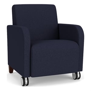 Siena 17.5&quot Reception Guest Chair / Casters / Walnut Wood Legs / Navy Blue