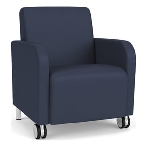 Siena 17.5&quot Lounge Reception Guest Chair / Casters / Brushed Steel Legs / Blue