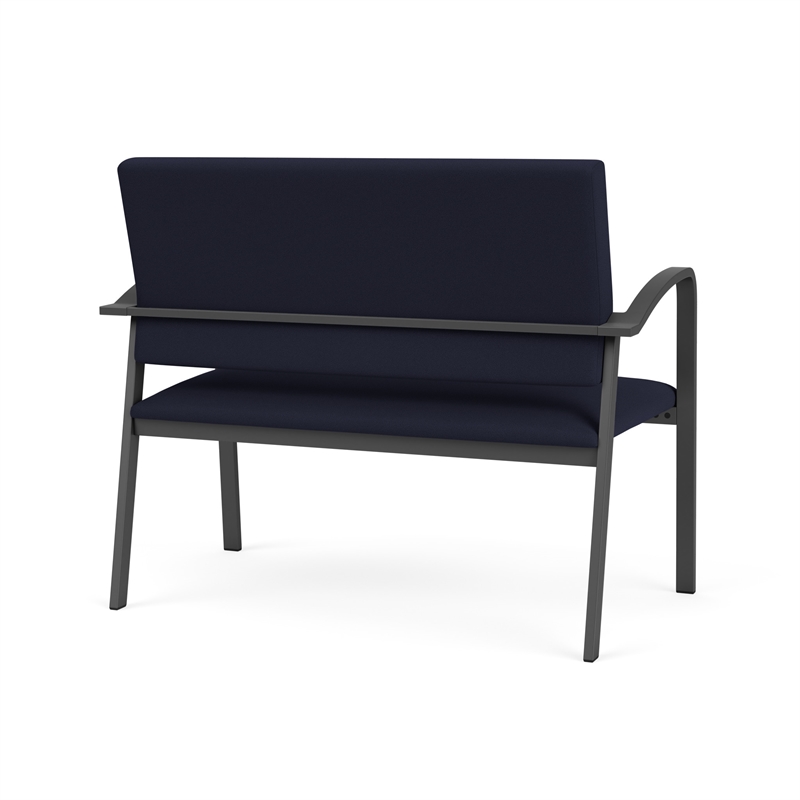 Newport Reception Waiting 2-Seat Loveseat / Charcoal Steel / Navy Blue