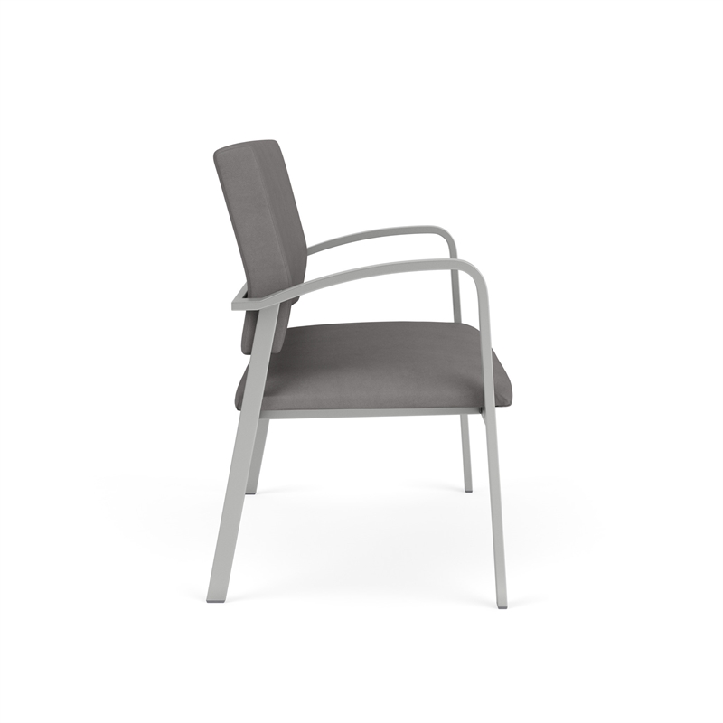 Newport Reception Waiting Room 2-Seat Loveseat / Silver Steel / Light Gray