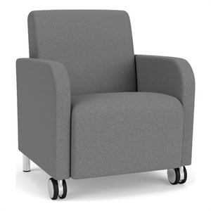 Siena 17.5&quot Reception Guest Chair / Casters / Brushed Steel Legs / Light Gray