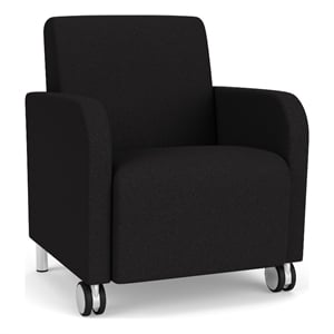 Siena 17.5&quot Lounge Reception Guest Chair / Casters / Brushed Steel Legs / Black