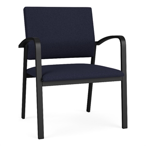 Newport Reception Waiting 18.5&quot Steel Guest Chair / Black Steel / Navy Blue